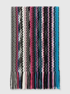 Wool and viscose scarf with fringes