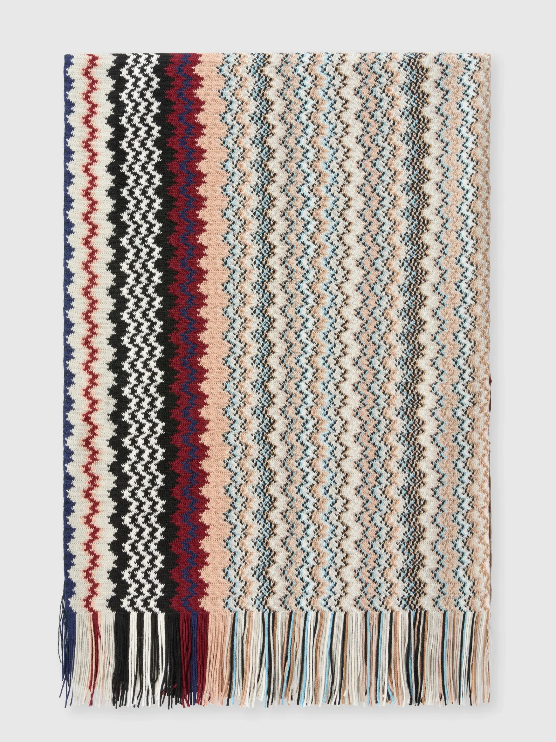 Wool blend shawl with fringes