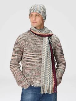 Wool blend shawl with fringes