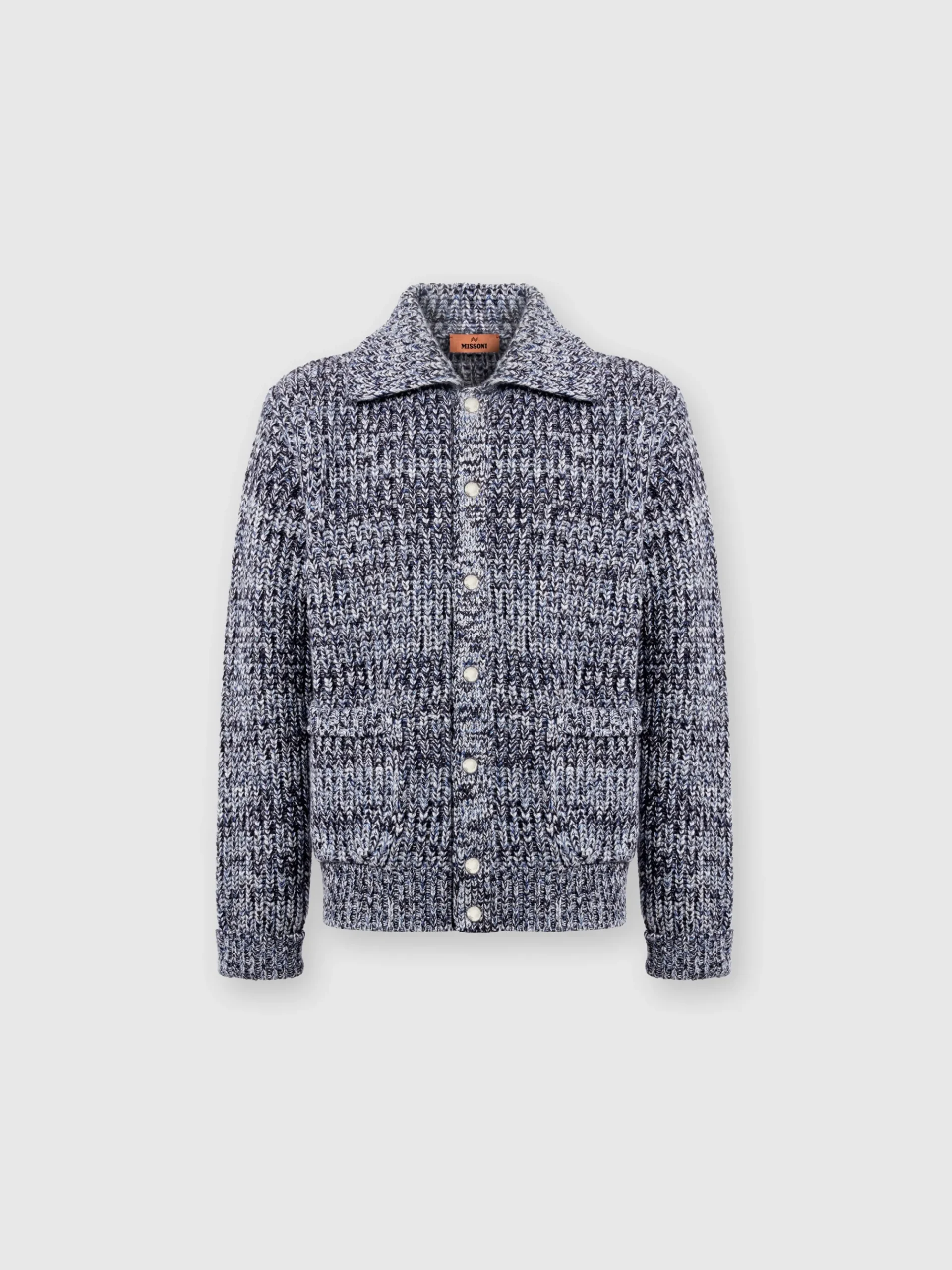 Wool knit jacket with patch pockets
