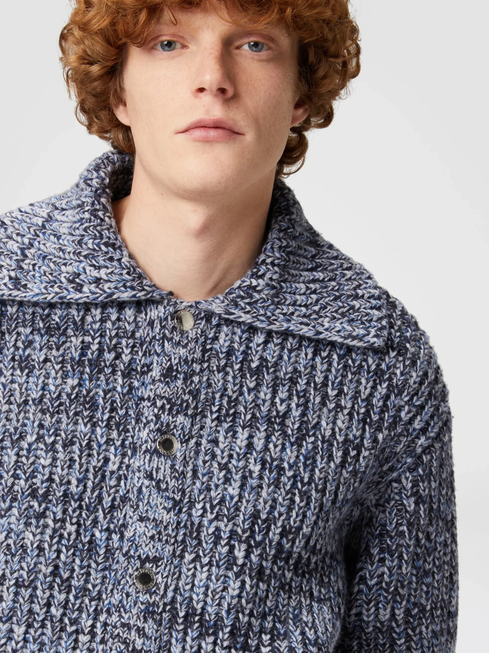 Wool knit jacket with patch pockets