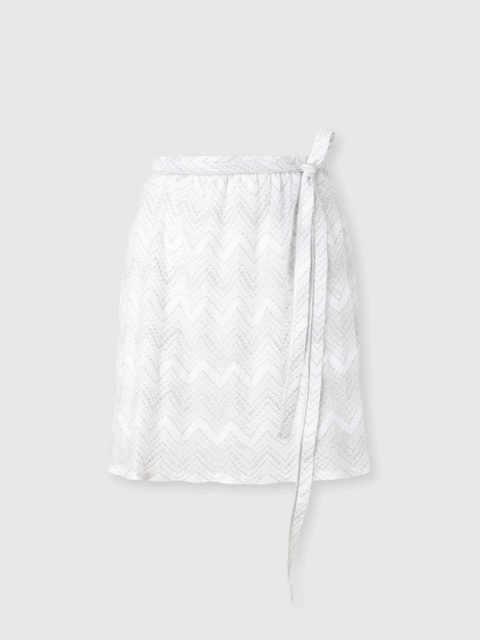 Wrap cover-up miniskirt in zig zag lamé viscose