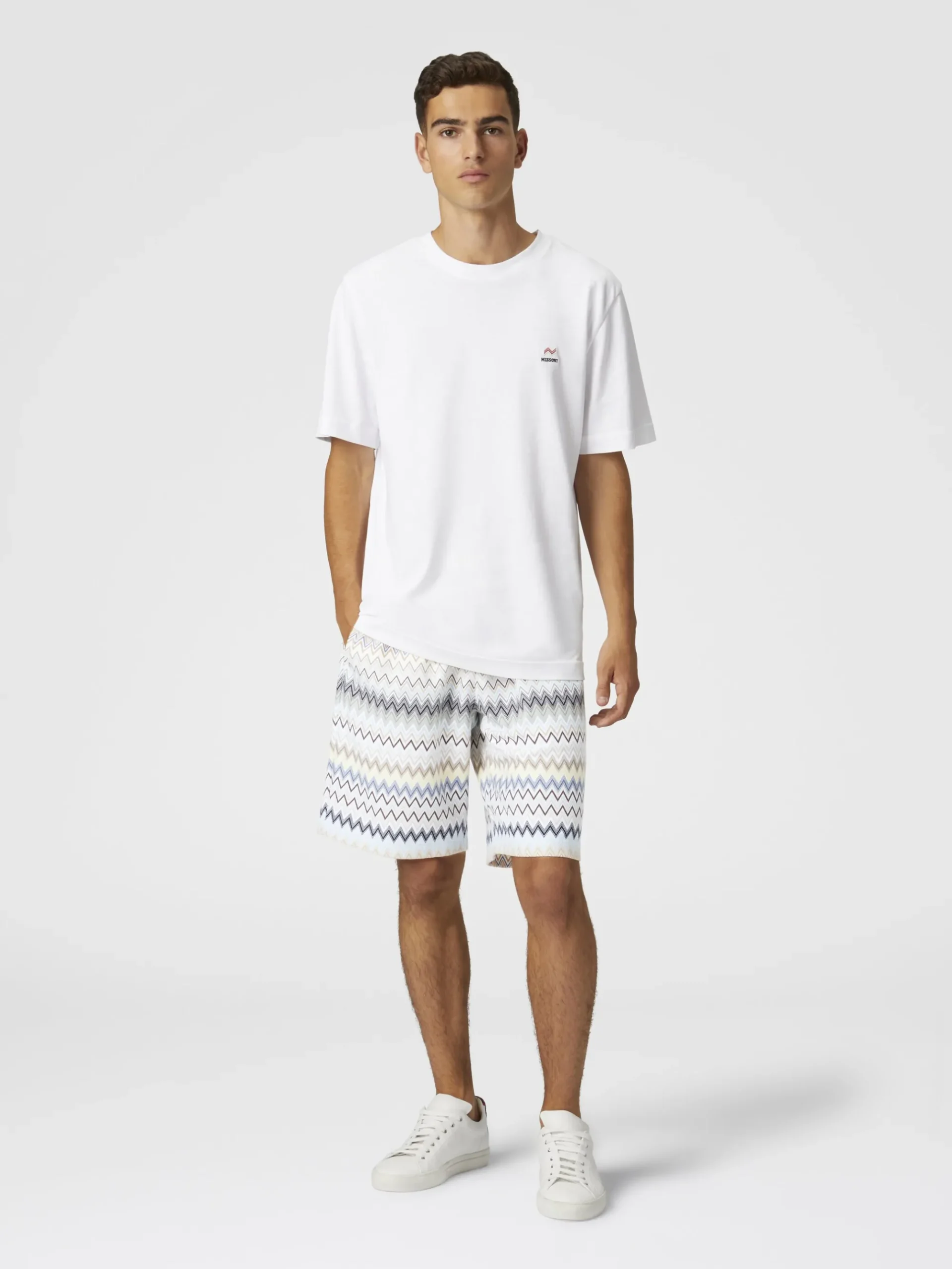 Zig zag cotton Bermuda shorts