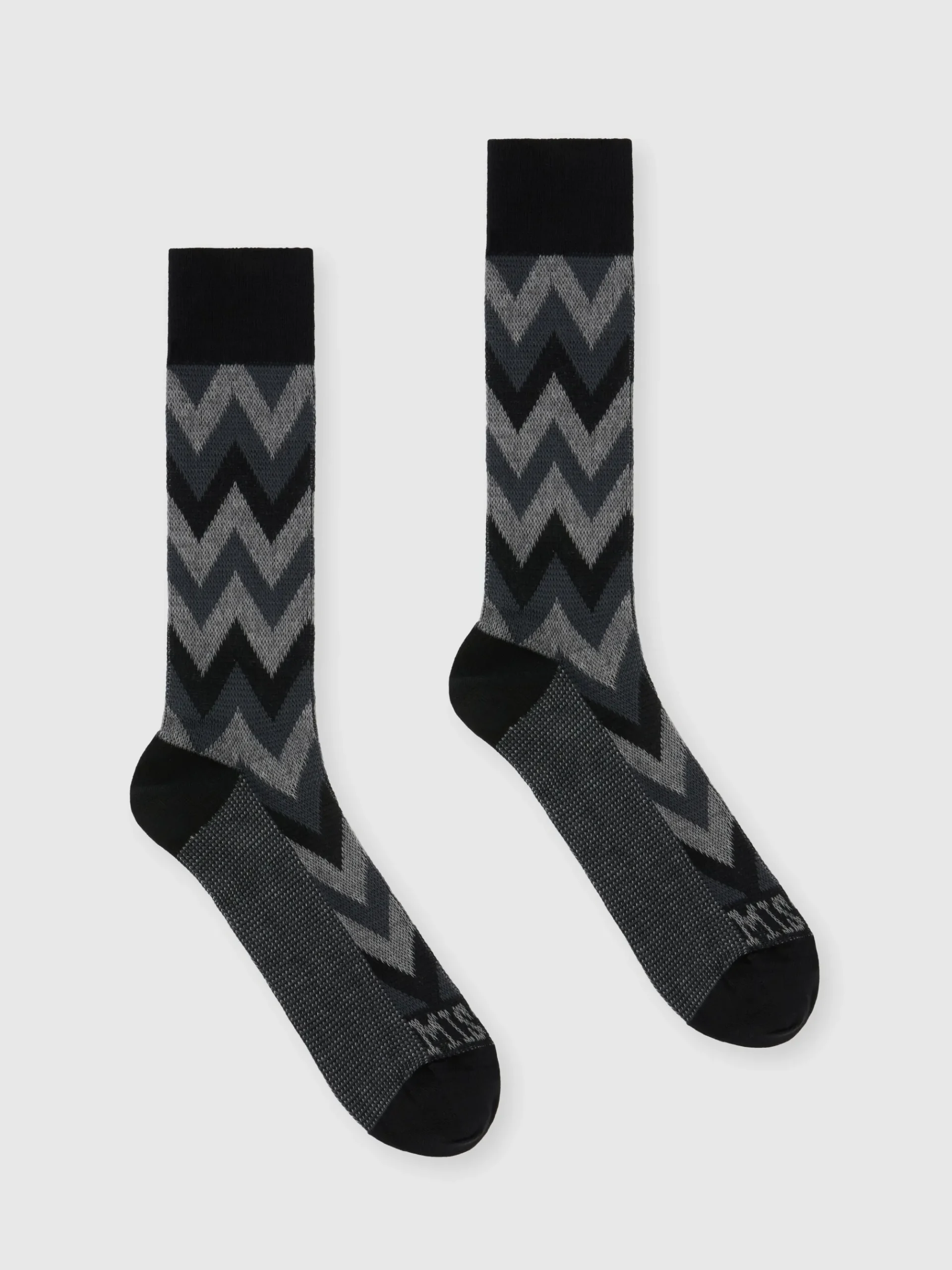 Zig zag cotton blend socks with logo lettering