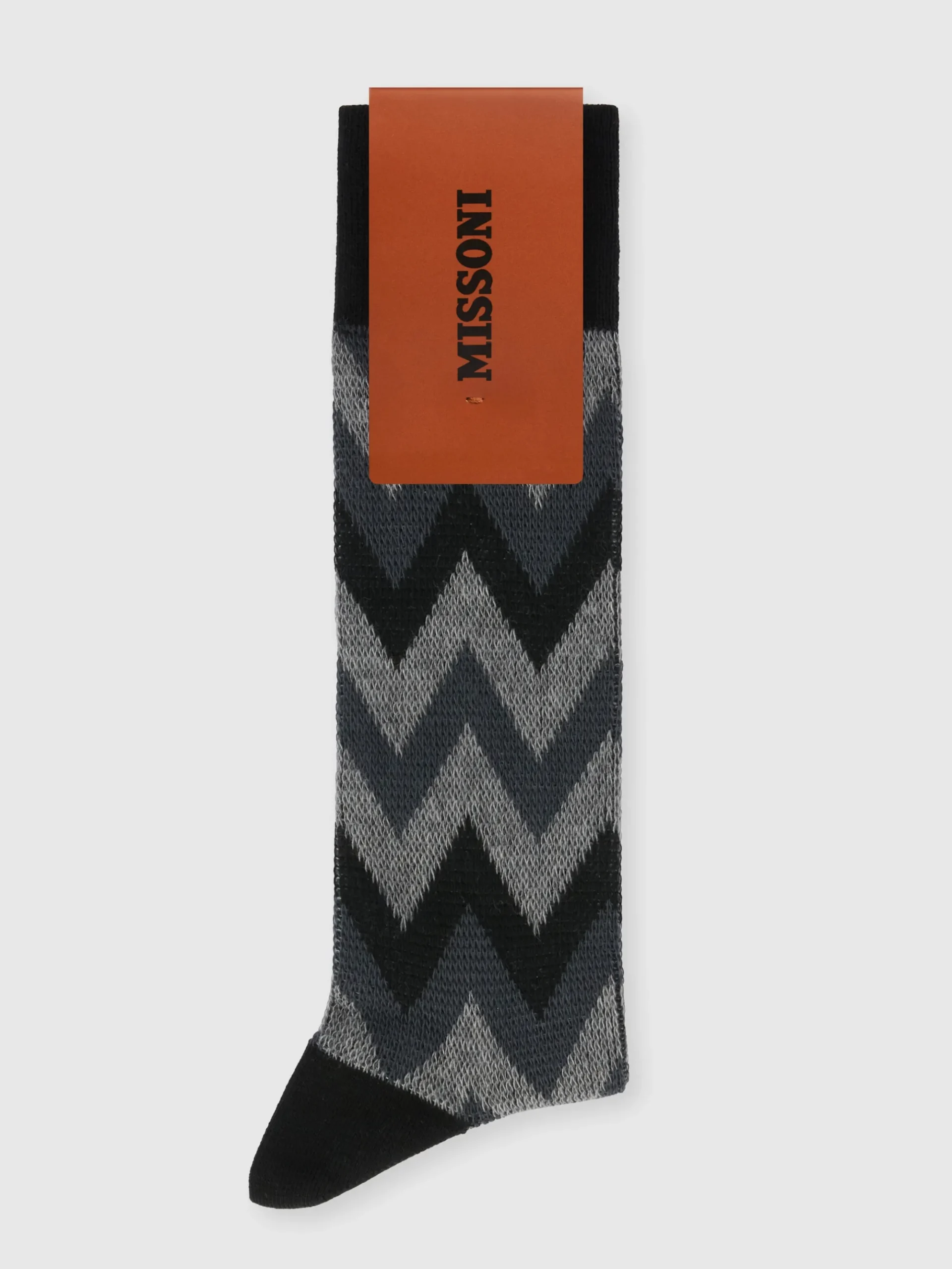 Zig zag cotton blend socks with logo lettering