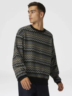 Zig zag cotton crewneck sweatshirt