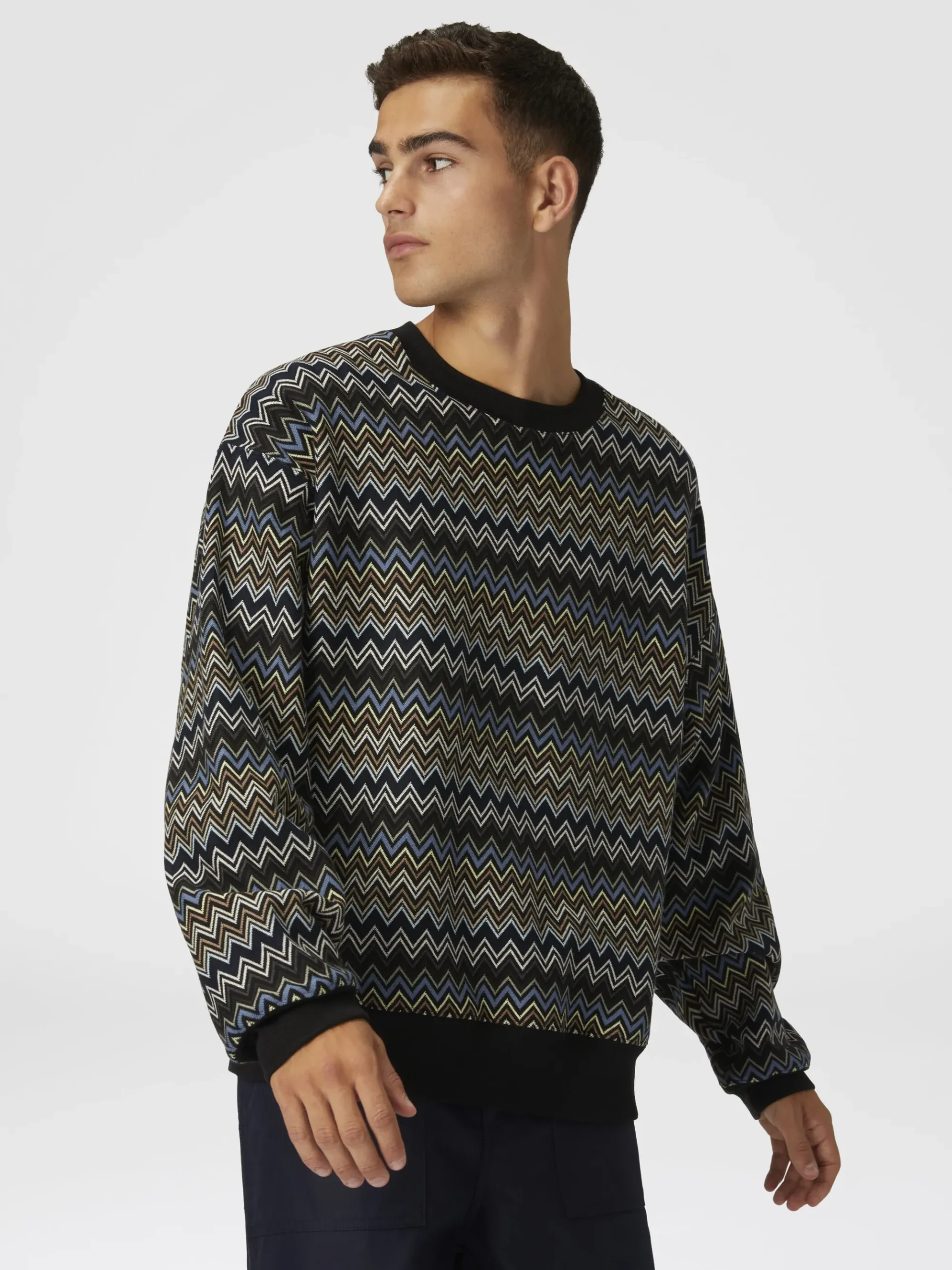 Zig zag cotton crewneck sweatshirt