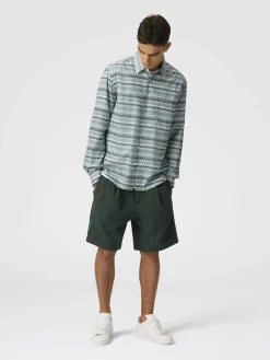 Zig zag cotton poplin shirt with breast pocket