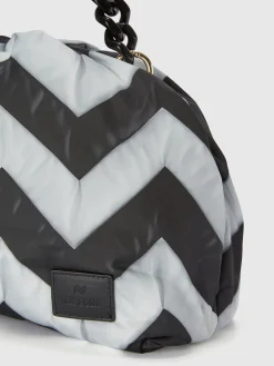 Zig zag fabric clutch with removable shoulder strap