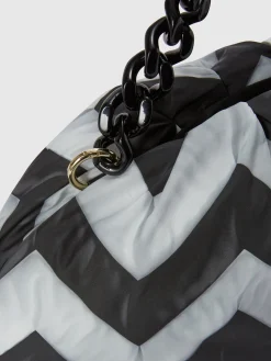 Zig zag fabric clutch with removable shoulder strap