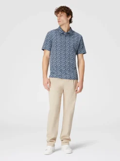 Zig zag jacquard cotton jersey polo shirt
