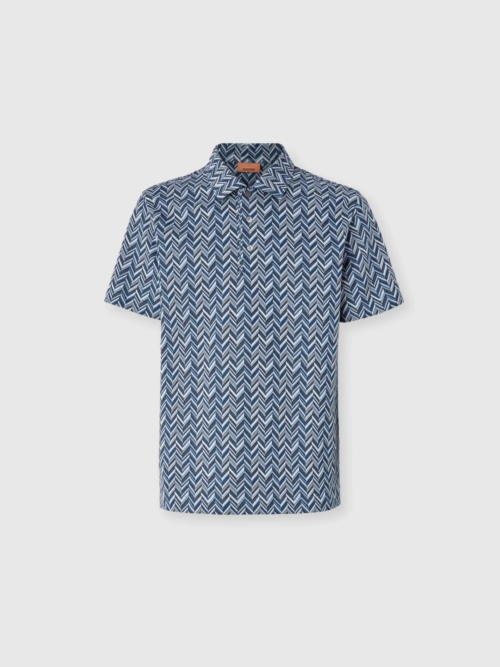 Zig zag jacquard cotton jersey polo shirt