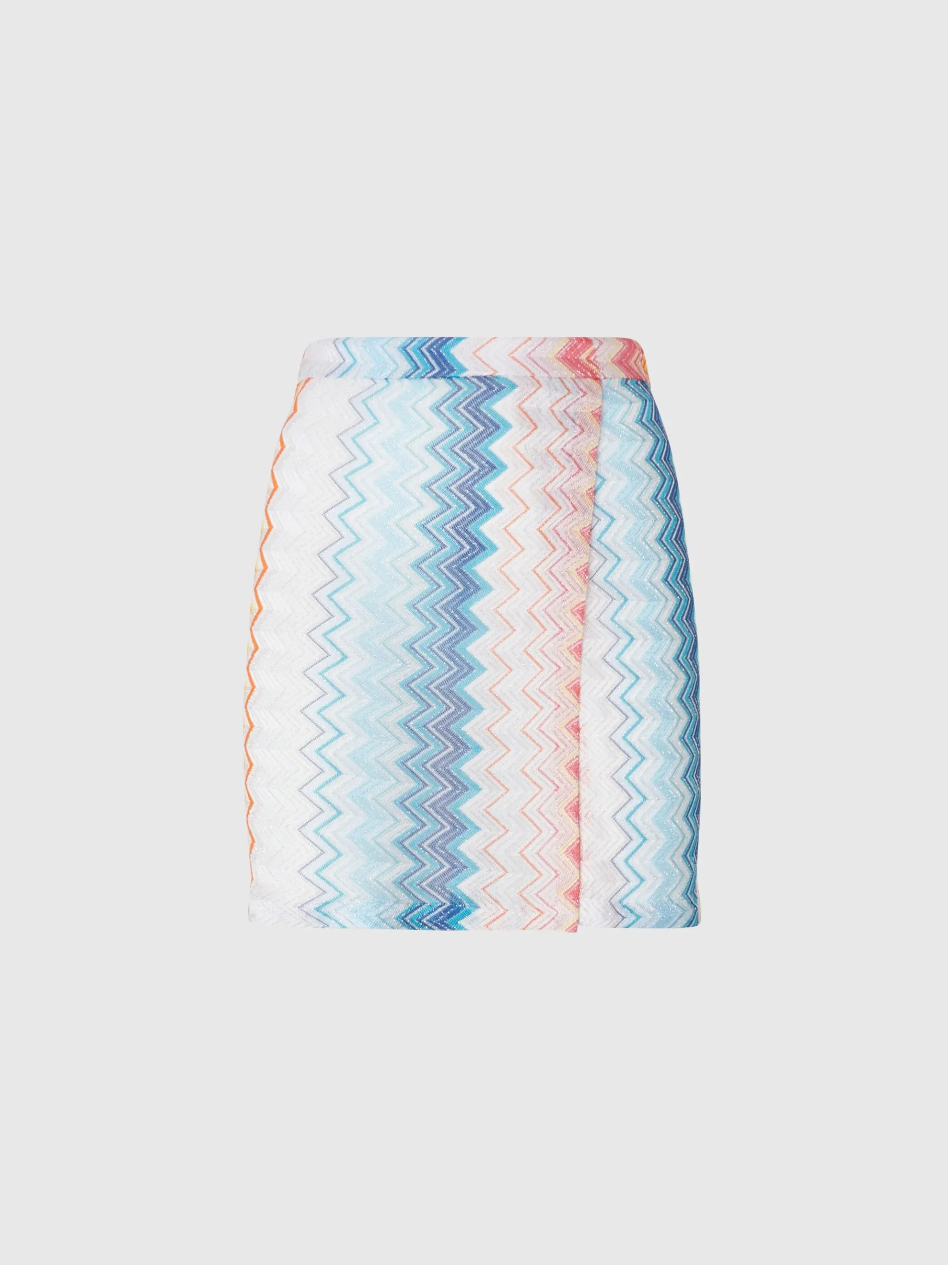 Zig zag lamé viscose blend sarong mini skirt