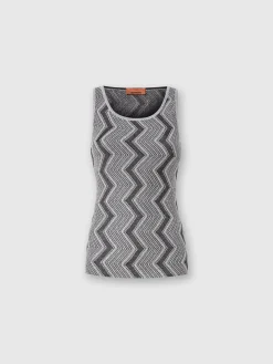 Zig zag lamé viscose tank top