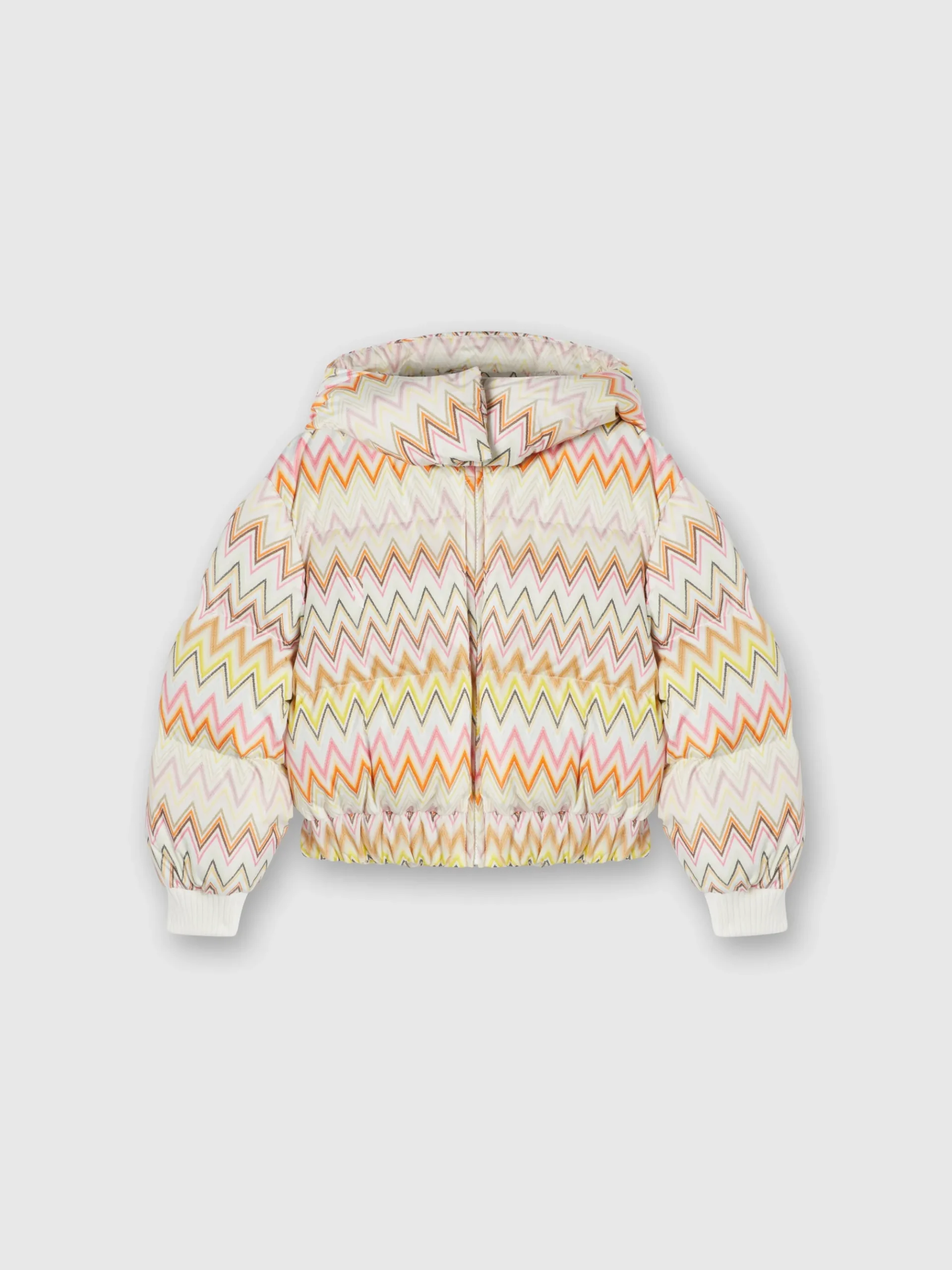 Zig zag nylon down jacket with hood