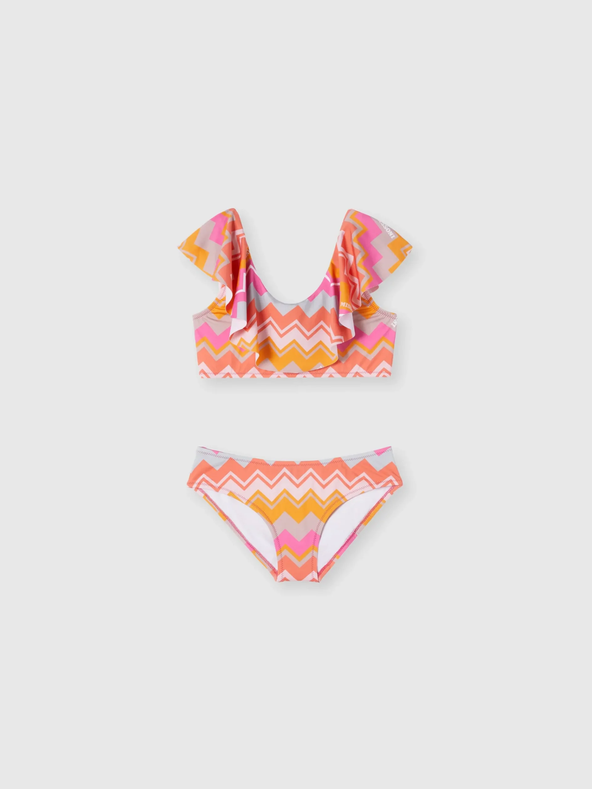 Zig zag print bikini swimsuit with logo