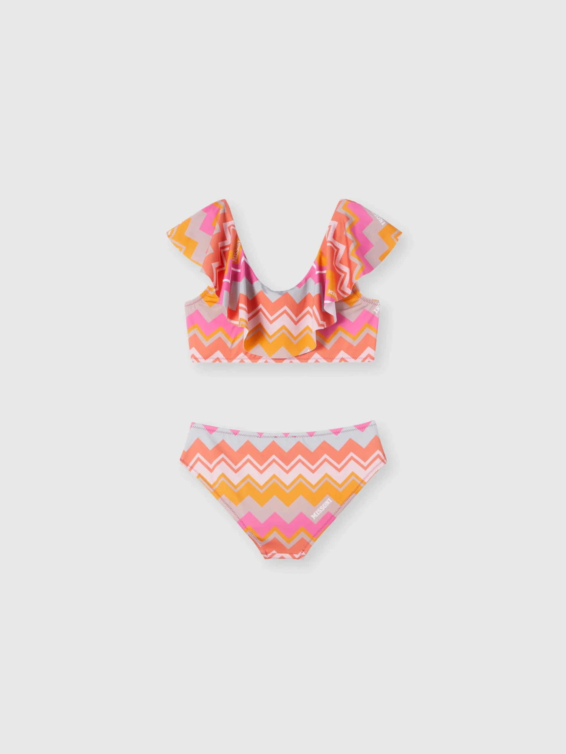 Zig zag print bikini swimsuit with logo