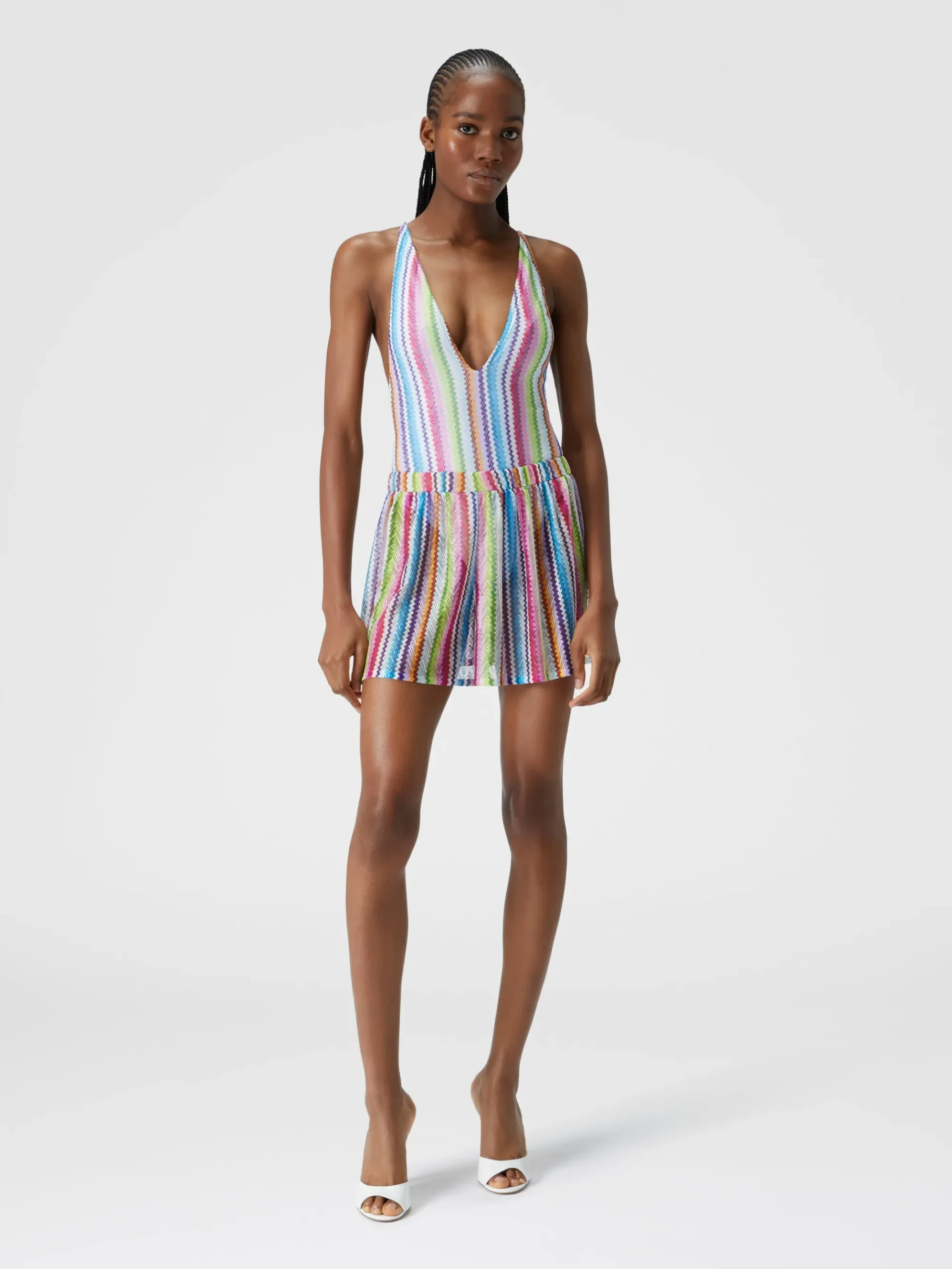 Zig zag print cover-up shorts