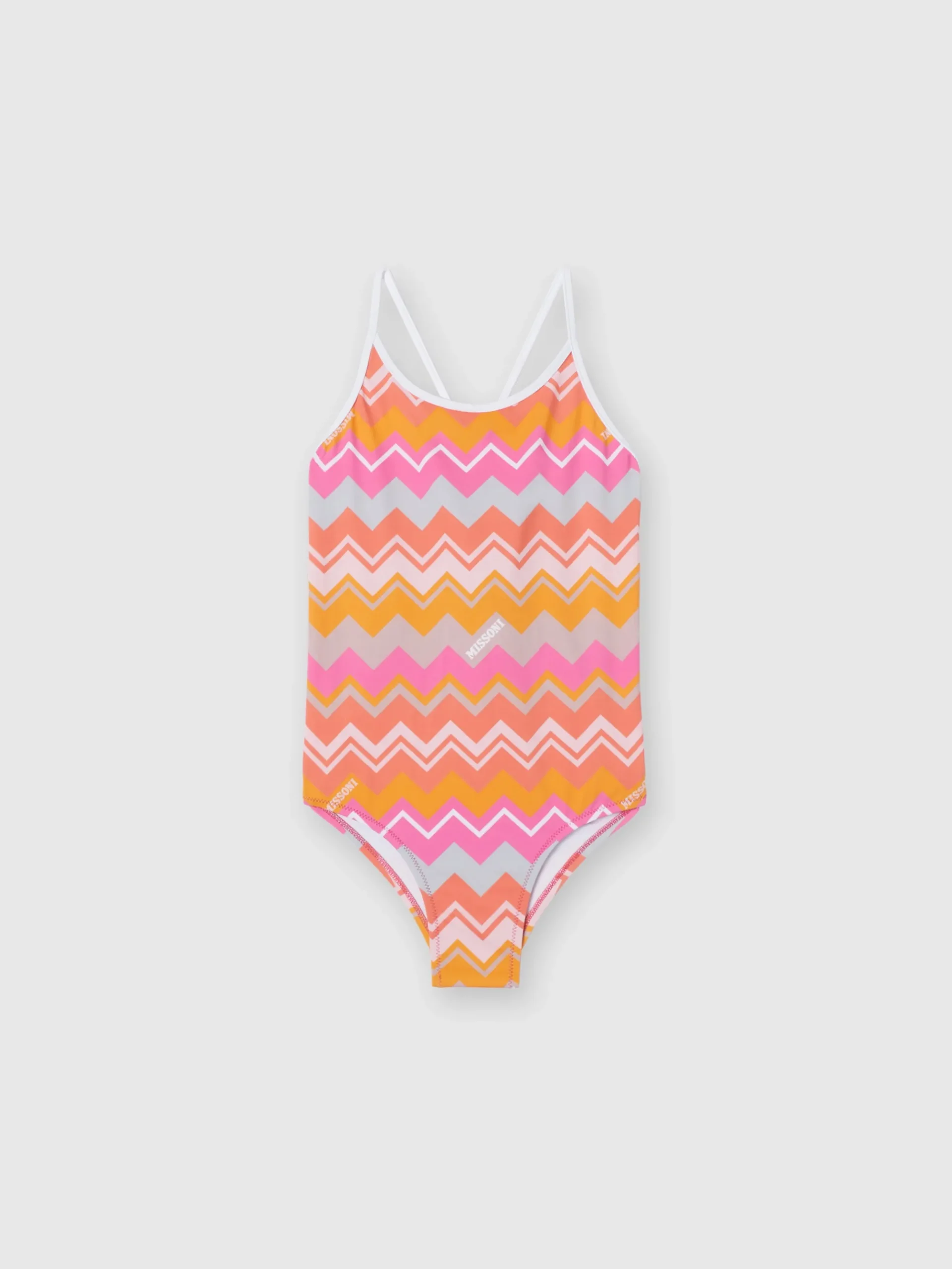 Zig zag print one-piece swimsuit with logo