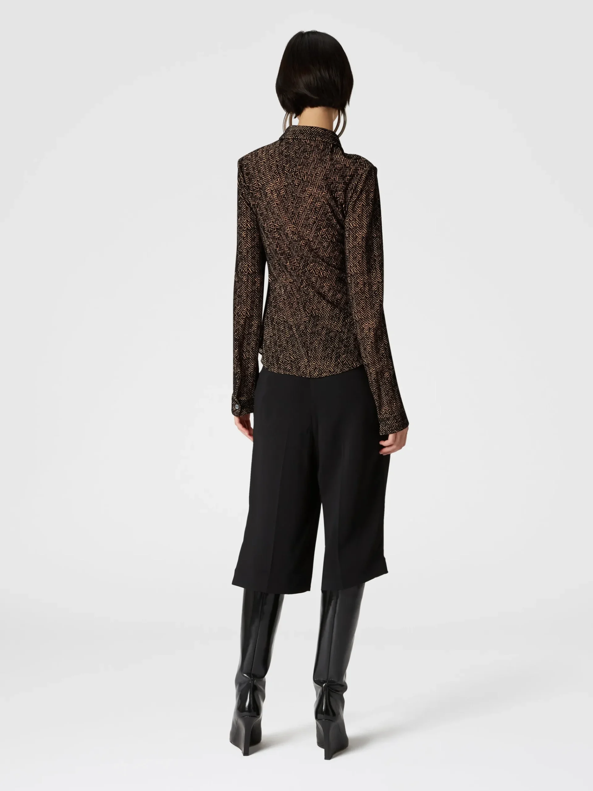 Zig zag tulle shirt with gathering