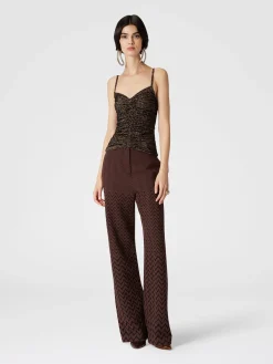 Zig zag tulle tank top with gathering
