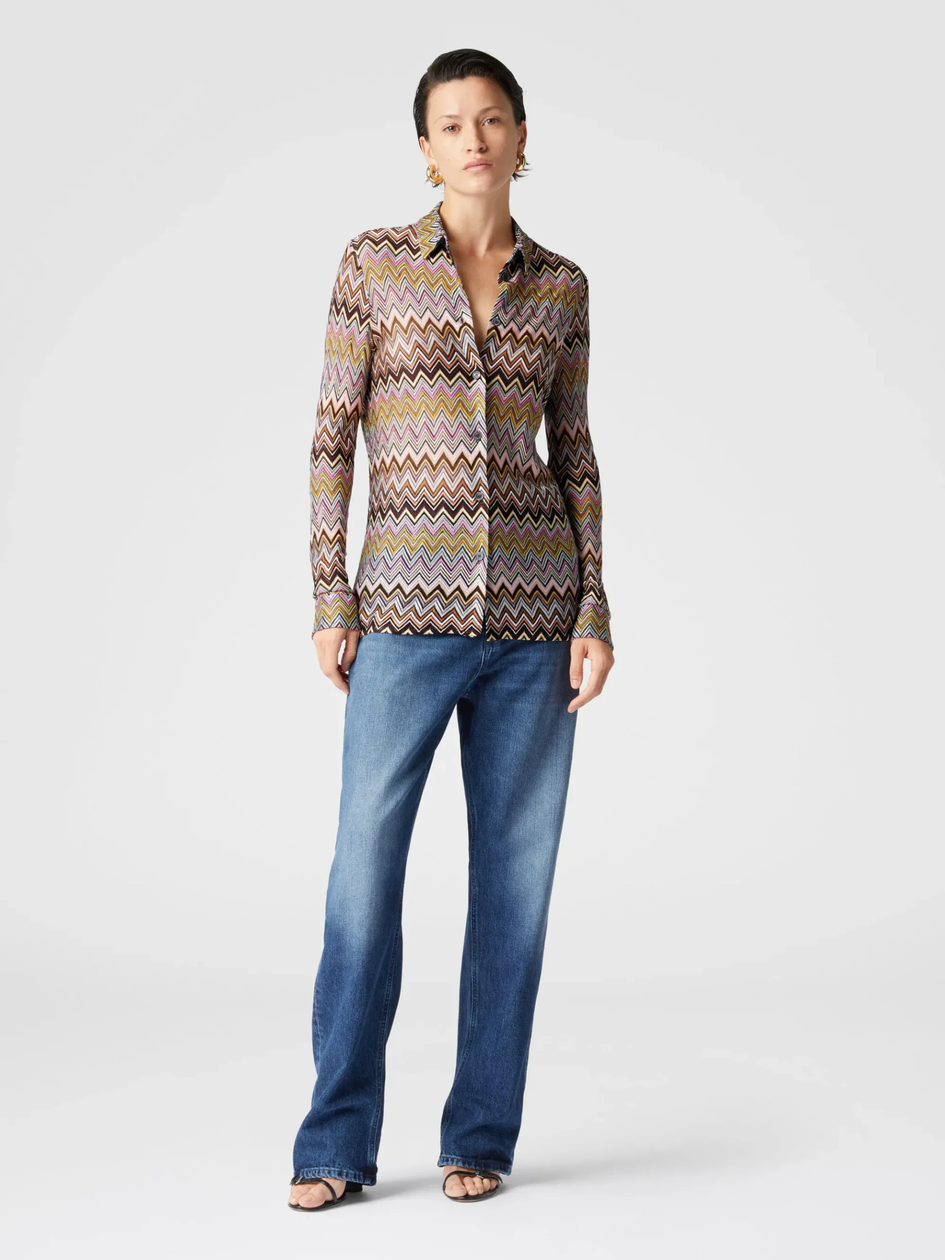 Zig zag viscose knit shirt