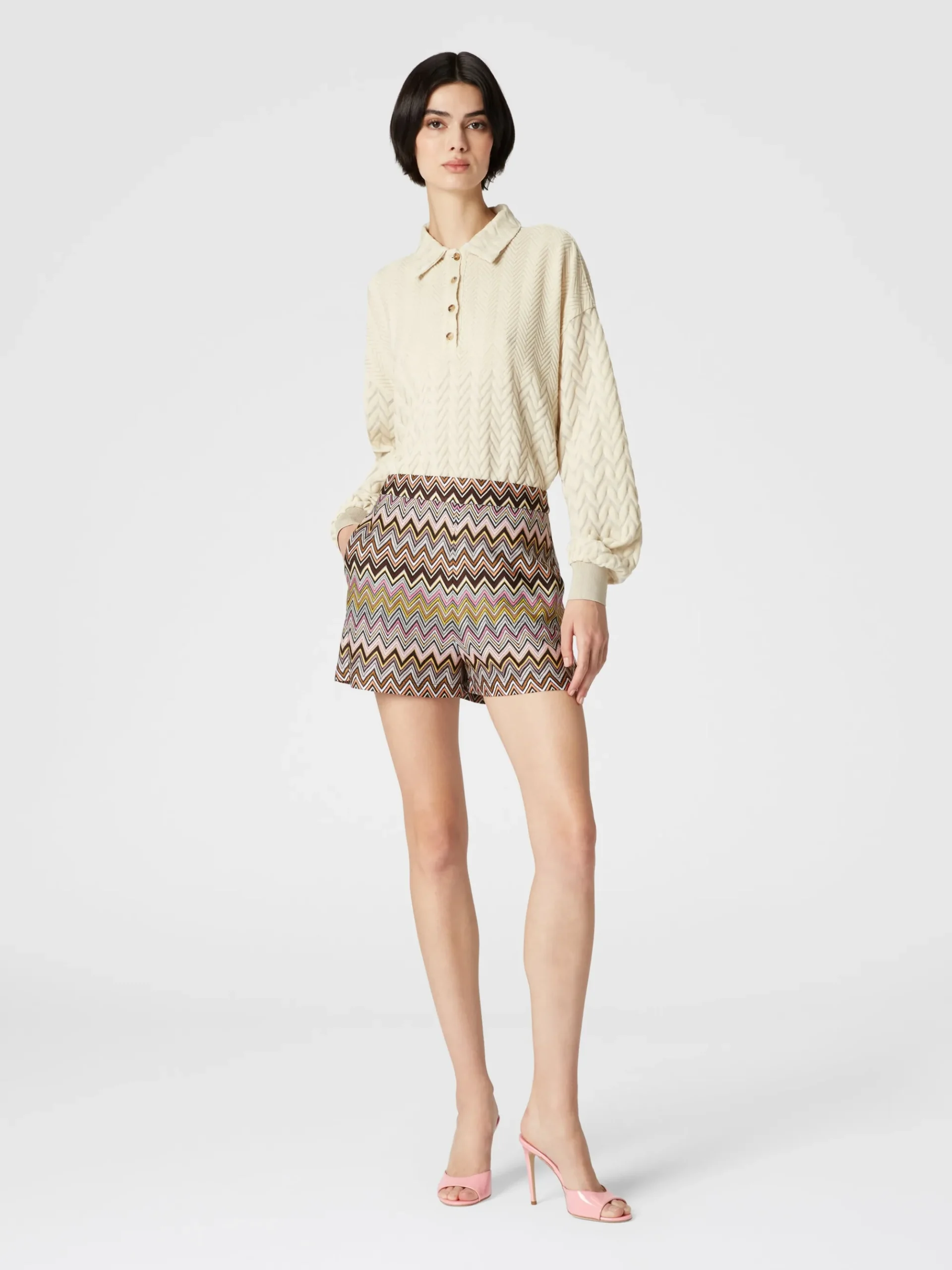 Zig zag viscose shorts