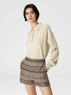 Zig zag viscose shorts