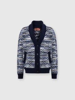 Zig zag wool cardigan with shawl collar