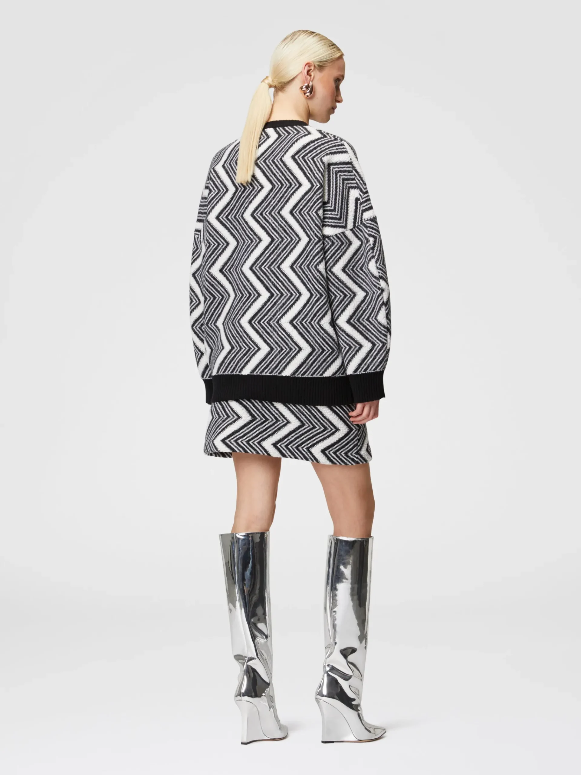 Zig zag wool miniskirt
