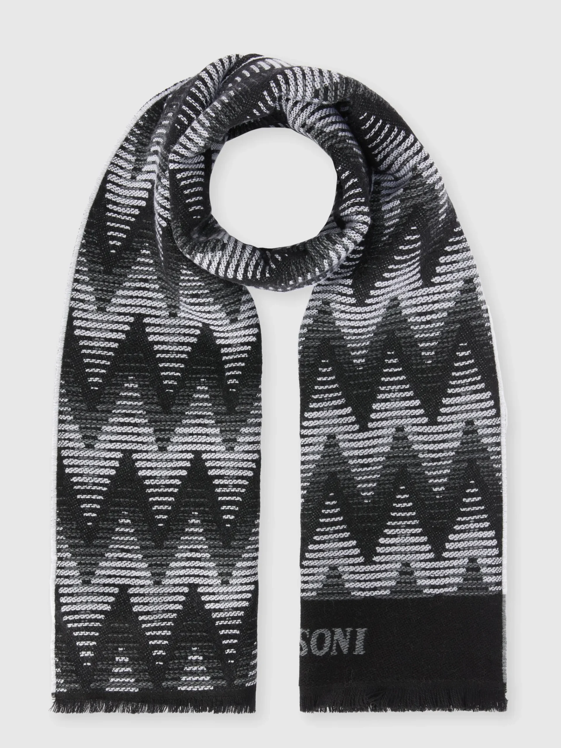 Zig zag wool scarf with logo