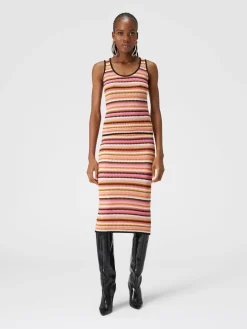 Zigzag cotton and viscose midi skirt