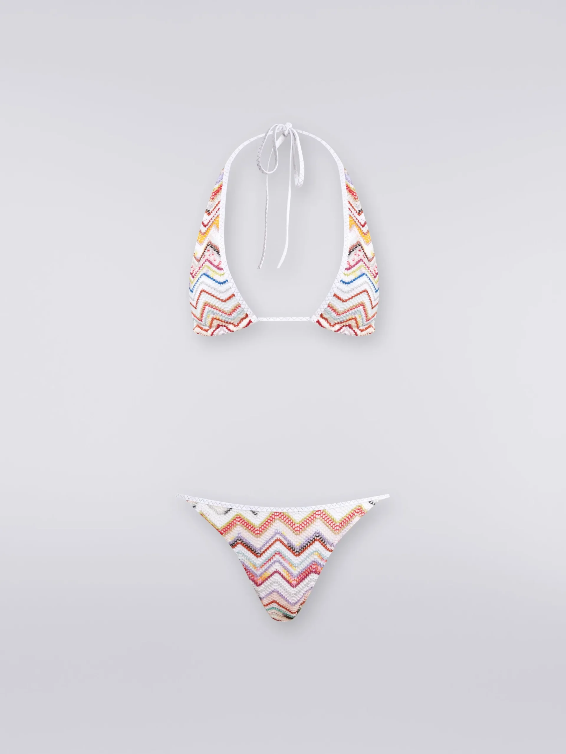 Zigzag crochet bikini with lurex