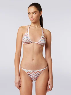 Zigzag crochet bikini with lurex