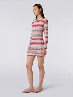 Zigzag crochet dress with lurex
