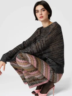 Zigzag lamé viscose blend cropped trousers