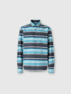 Zigzag print cotton poplin shirt