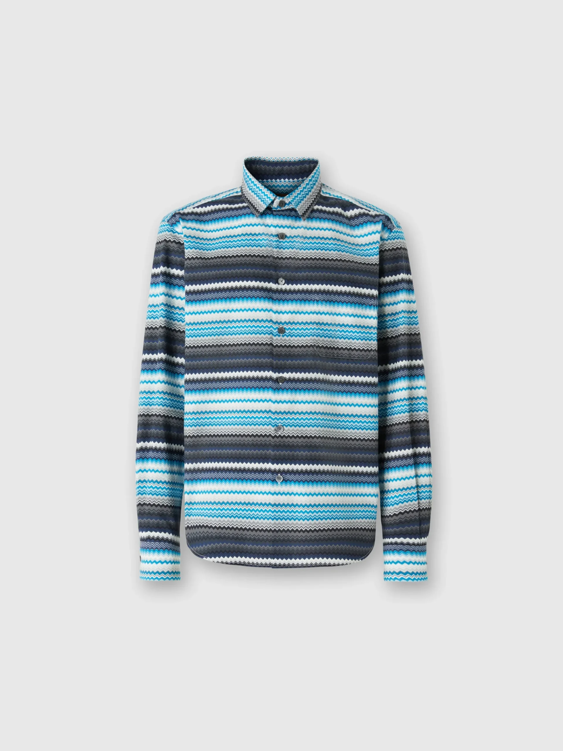 Zigzag print cotton poplin shirt