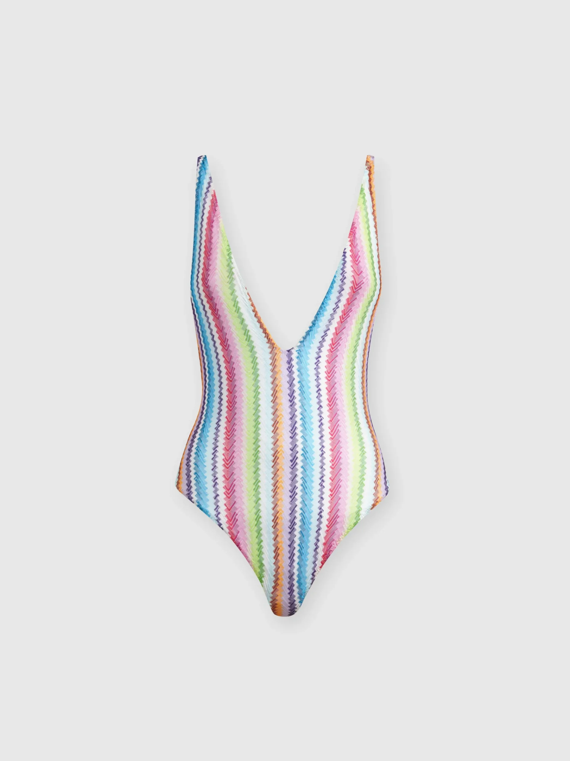 Zigzag print one-piece swimsuit with V-neckline