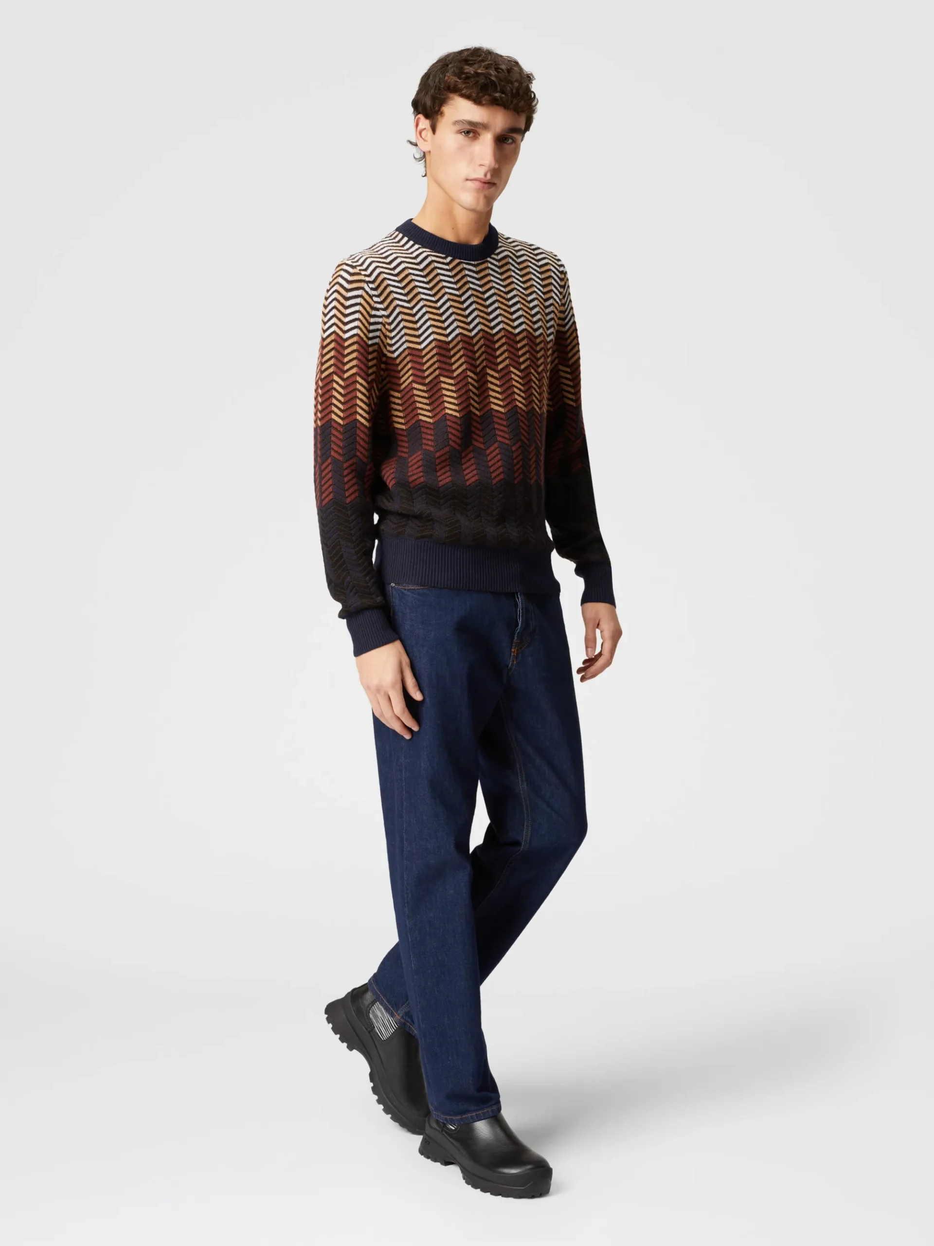 Zigzag virgin wool crewneck pullover