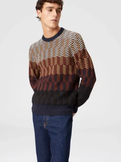 Zigzag virgin wool crewneck pullover