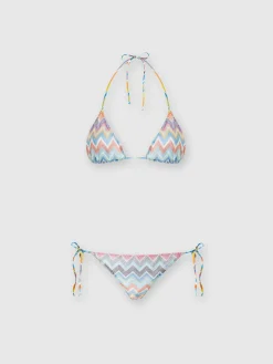 Zigzag viscose blend bikini with lurex
