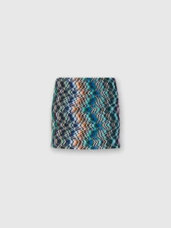 Zigzag wool and cotton miniskirt
