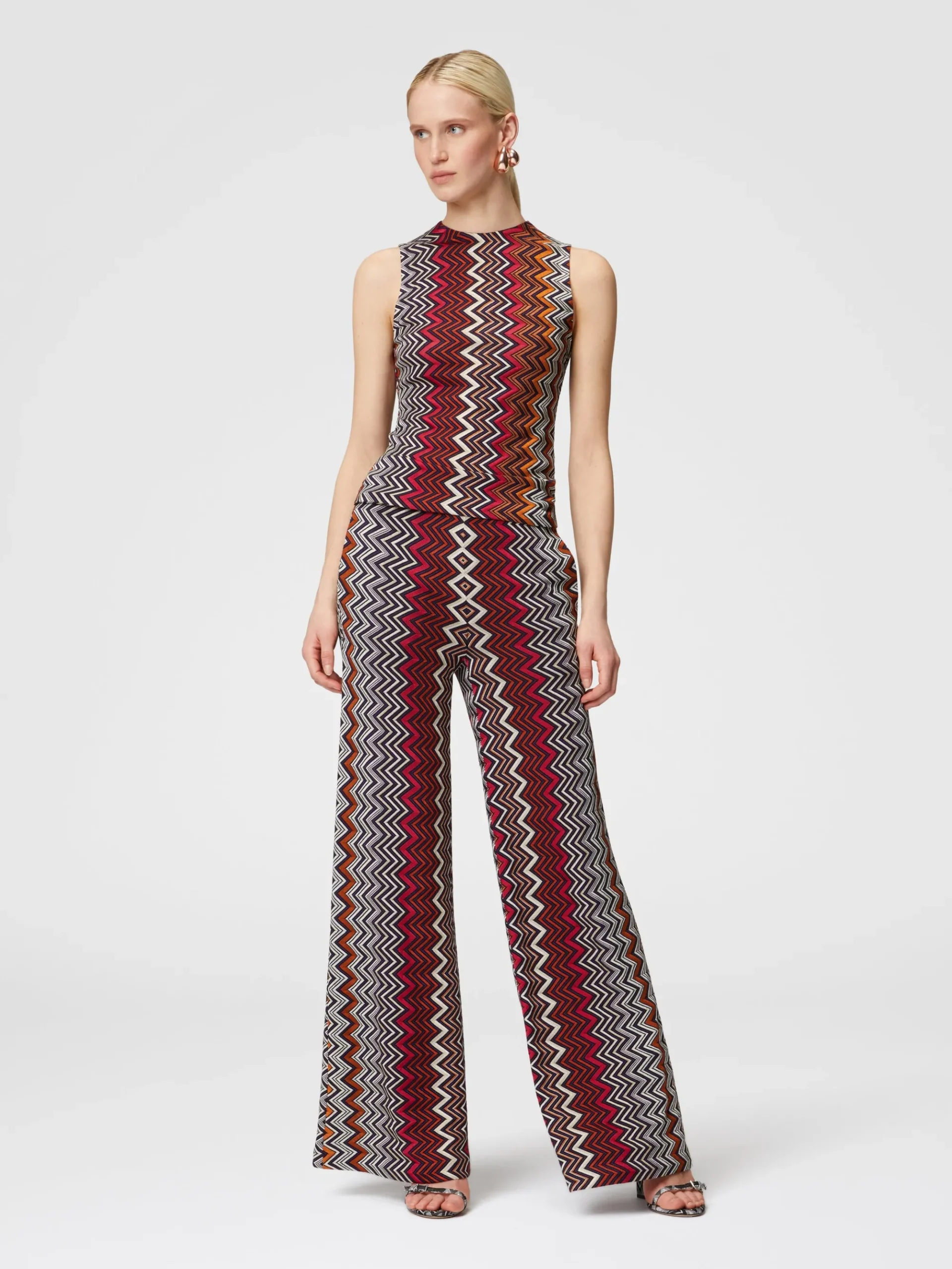 Zigzag wool and viscose trousers