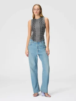 Zigzag wool and viscose tank top