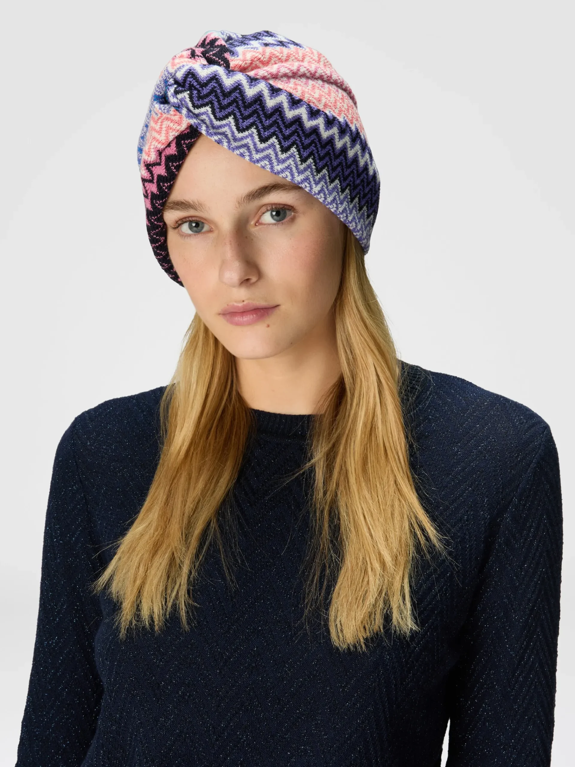 Zigzag wool blend turban