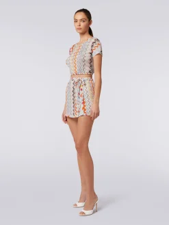 Zigzag wrap-around miniskirt with lurex
